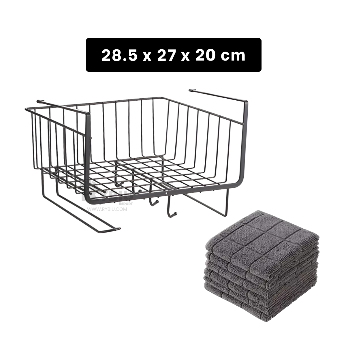 CANASTA RYBIU HO29734 METAL NEGRO ELEVADA RESISTENTE + GIFT MINIAGENDA - 5