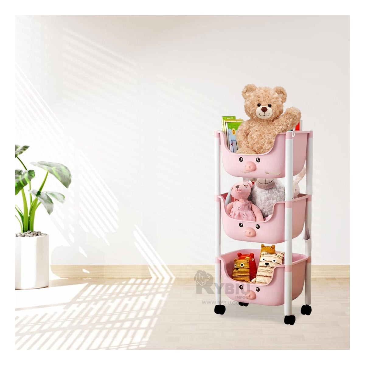 ORGANIZADOR RYBIU HO29673 ROSADO UTIL 3 NIVELES + PAPEL REGALO - 1