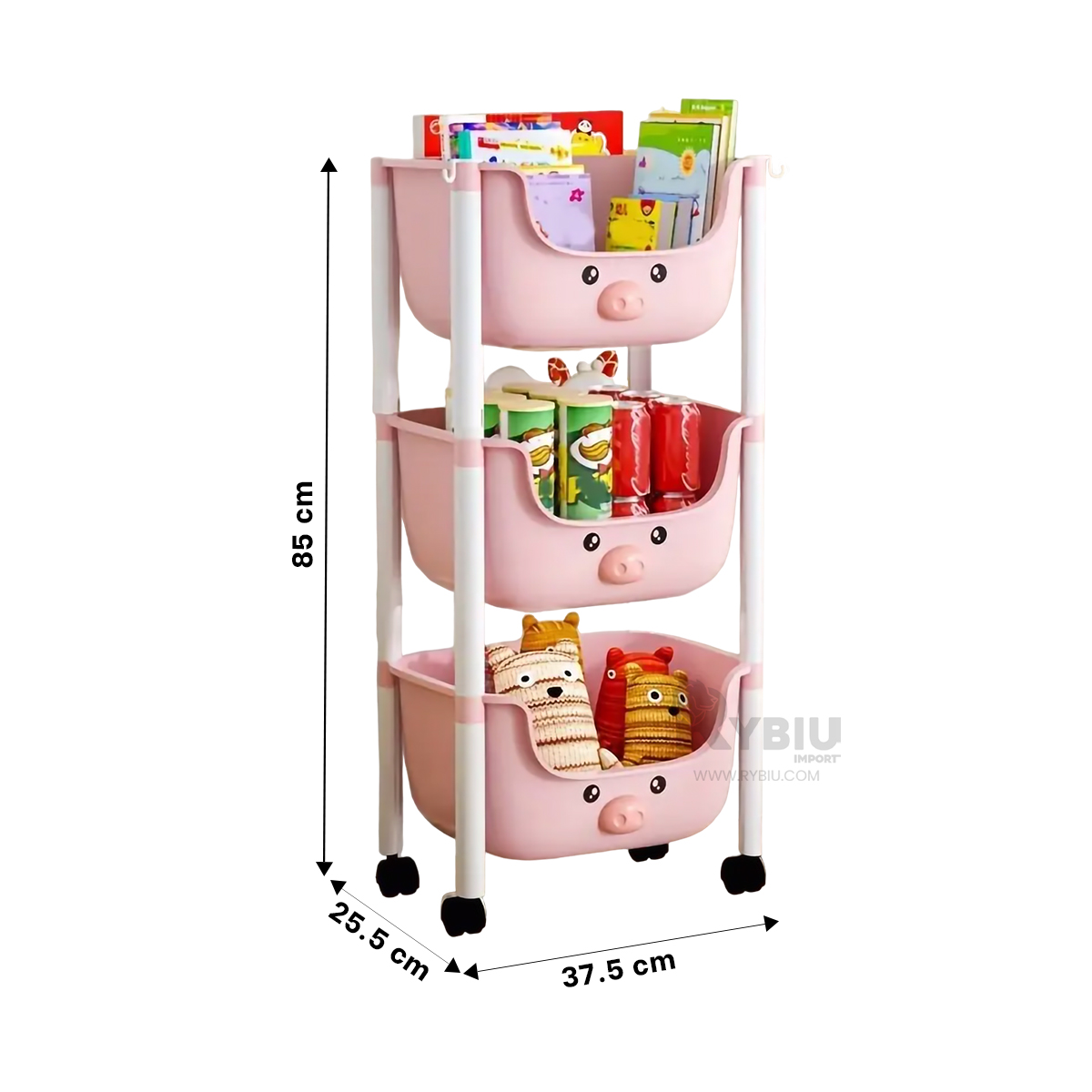 ORGANIZADOR RYBIU HO29673 ROSADO UTIL 3 NIVELES + PAPEL REGALO - 5