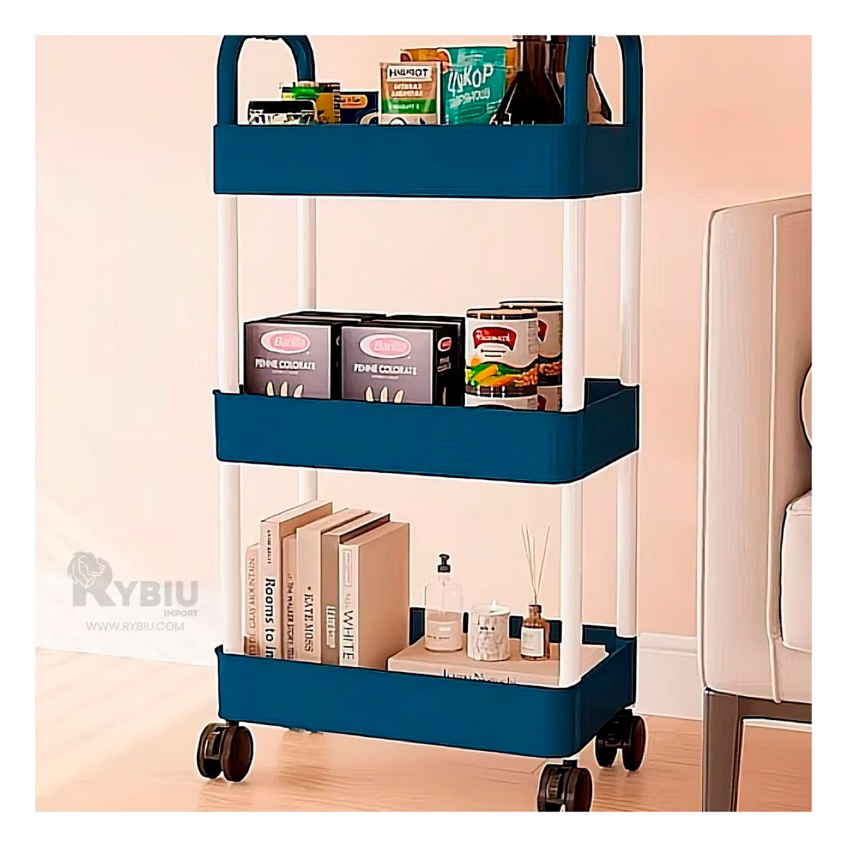 ORGANIZADOR RYBIU AZUL ACERO OBJETOS AZUL + REGALO AGENDITA - 1