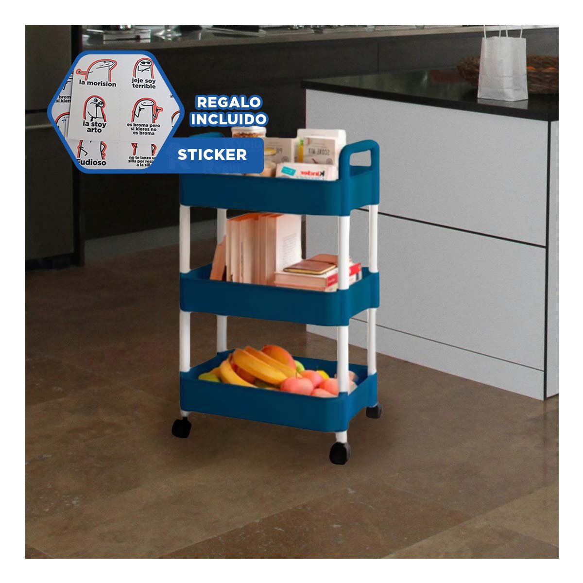 ORGANIZADOR RYBIU AZUL ACERO PRACTICO AZUL + REGALO STICKERS - 1