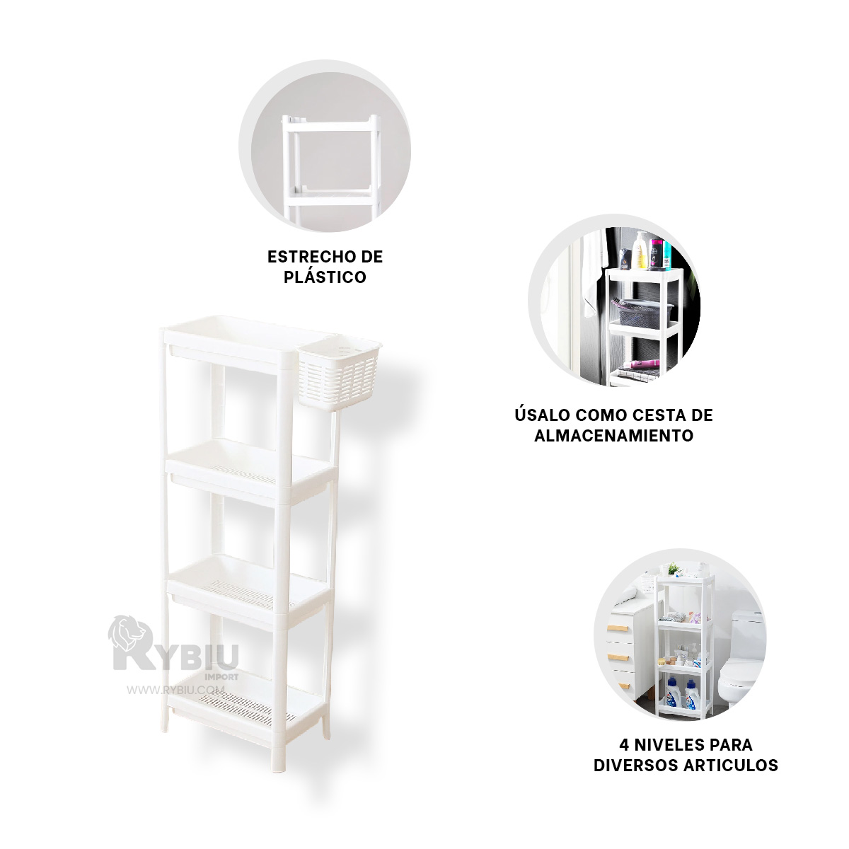 ESTANTE RYBIU HO29697 BLANCO 4 NIVELES + PAPEL REGALO - 4
