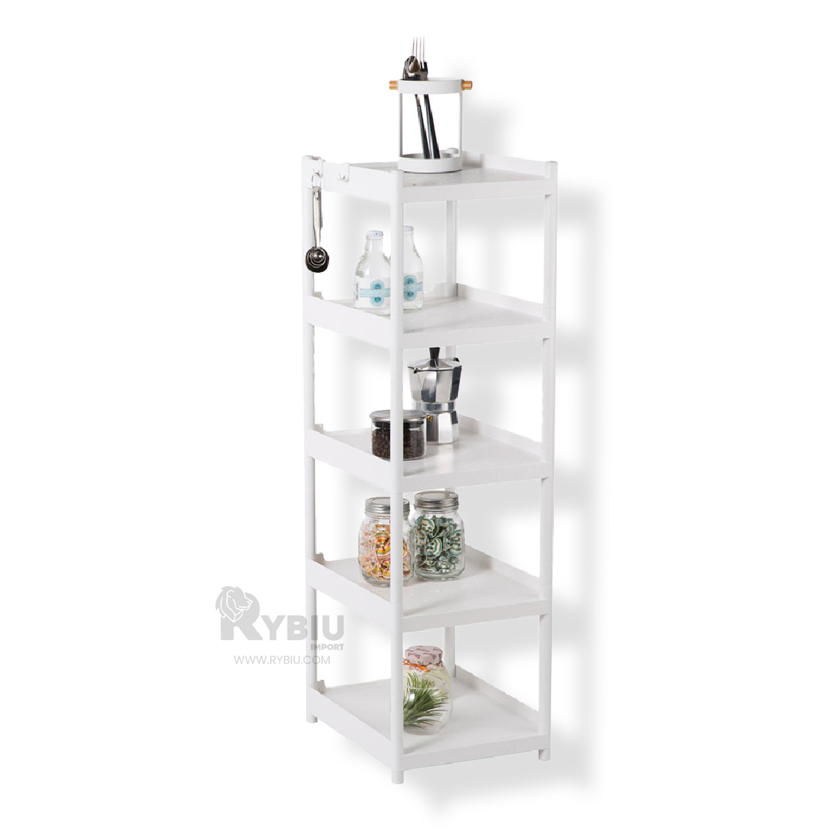 ORGANIZADOR RYBIU HO29697 BLANCO MODERNO CON RUEDAS + BANDERITAS ADHESIVAS - 1