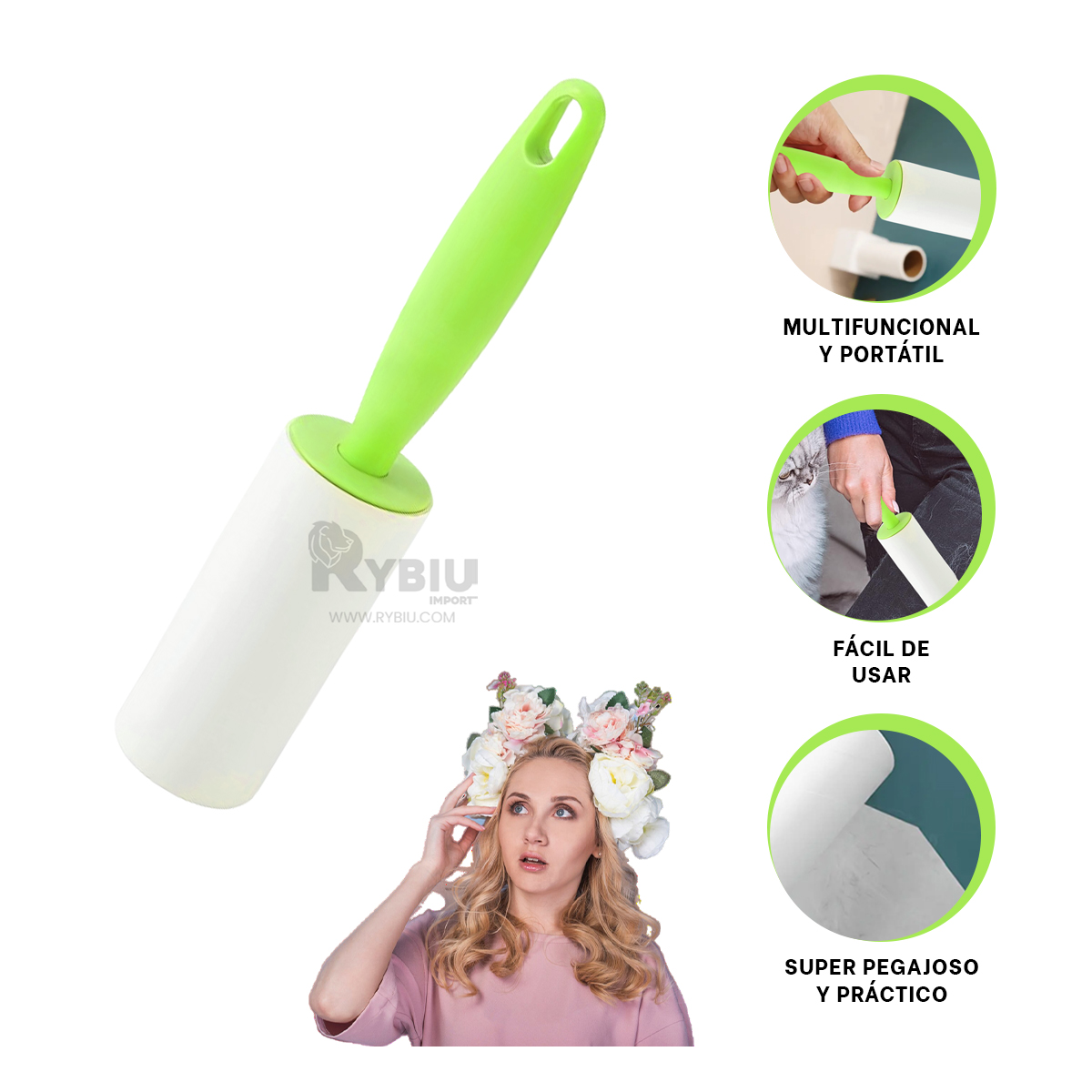 ESCOBILLA RYBIU HO30021 MULTIFUNCIONAL TONO VERDE + REGALO STICKERS - 3