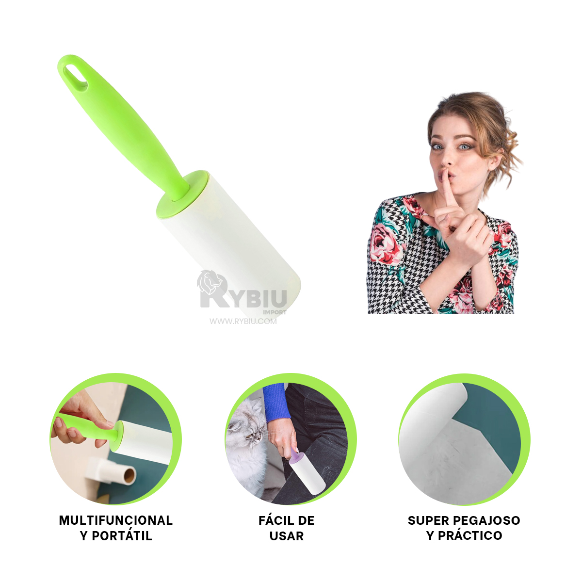 RODILLO RYBIU HO30021 SACA PELILLOS TONO VERDE + PAPEL REGALO - 3