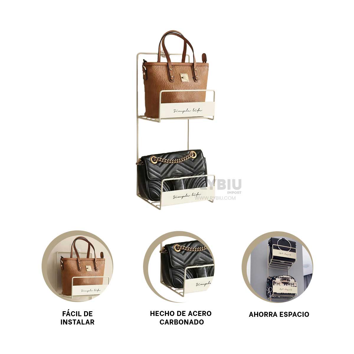 SOPORTE DE CARTERAS EN BLANCO Y+REGALO LIGAS PARA PEINAR - 3