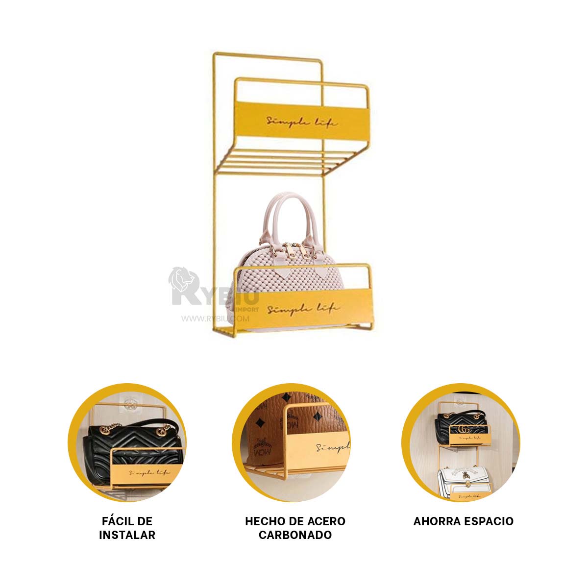 ESTANTE DE ARTICULOS DE DAMA AMARILLO Y+ENVOLTORIO DE REGALO - 1