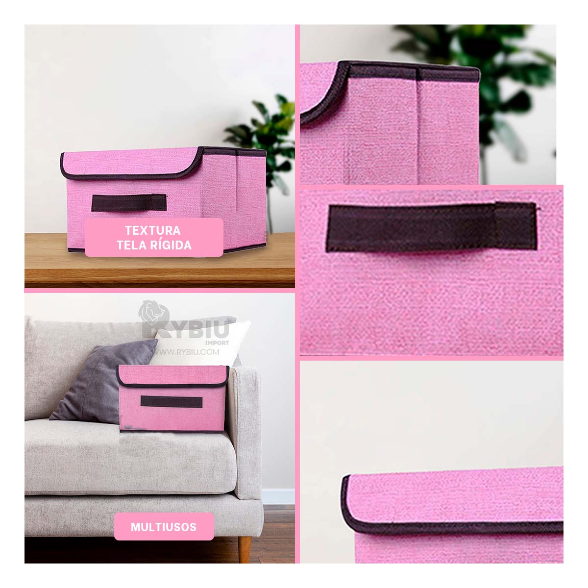 CESTA DE ORGANIZAR PRENDAS EN ROSADO Y+BANDERITAS ADHESIVAS - 1