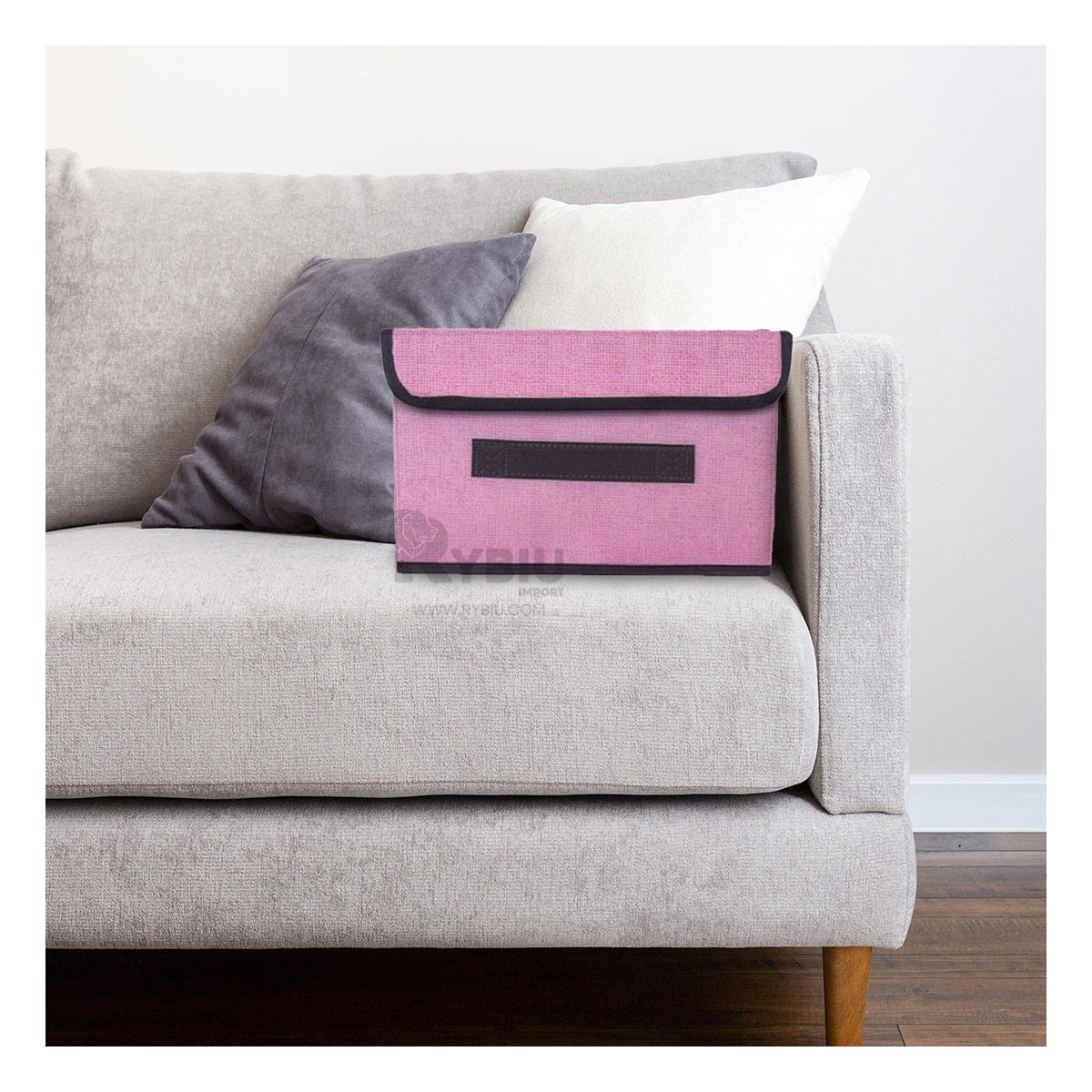 CESTA DE ORGANIZAR PRENDAS EN ROSADO Y+BANDERITAS ADHESIVAS - 3