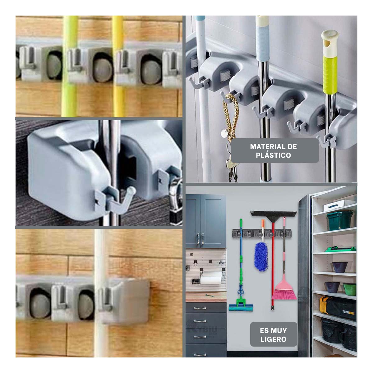 SET COLGADOR RYBIU HO30728 GRIS PLOMO ORGANIZADOR 5 ESPACIOS + REGALO STICKERS - 2