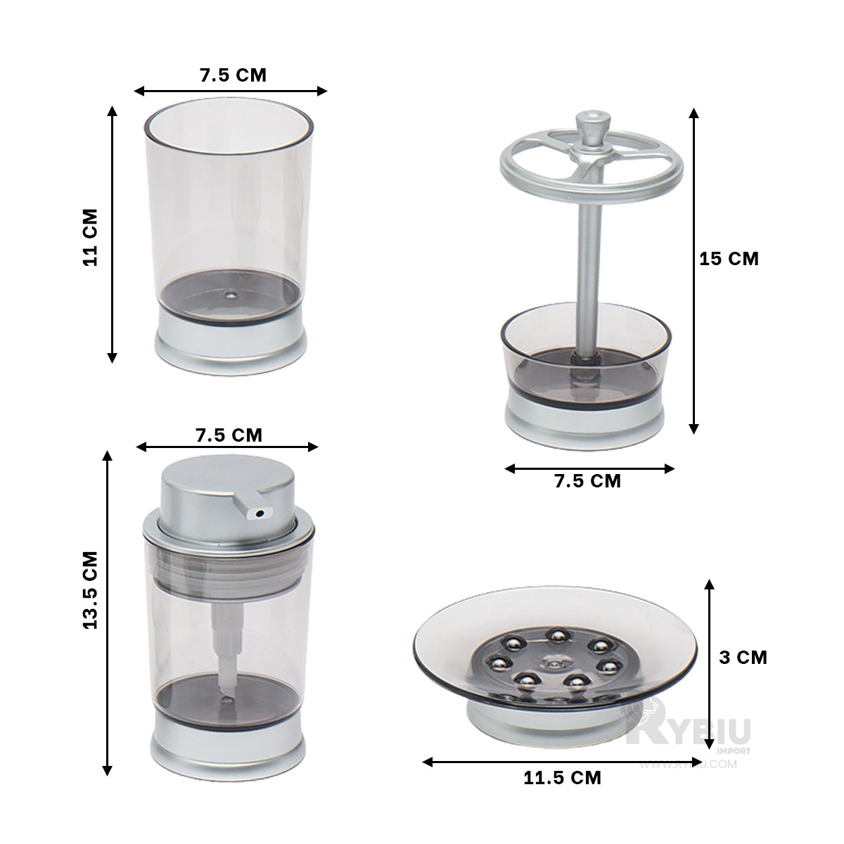 SET RYBIU HO30200 4 PIEZAS BELLO Y CONFORTABLE PLATEADO + PAPEL DE REGALO - 1