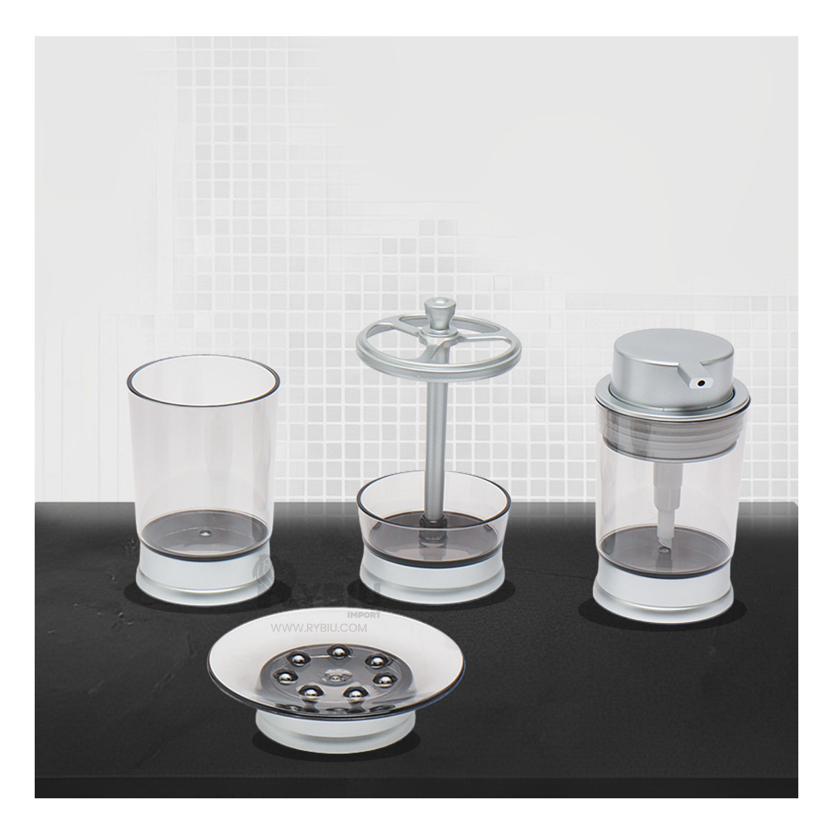 SET RYBIU HO30200 4 PIEZAS BELLO Y CONFORTABLE PLATEADO + PAPEL DE REGALO - 2