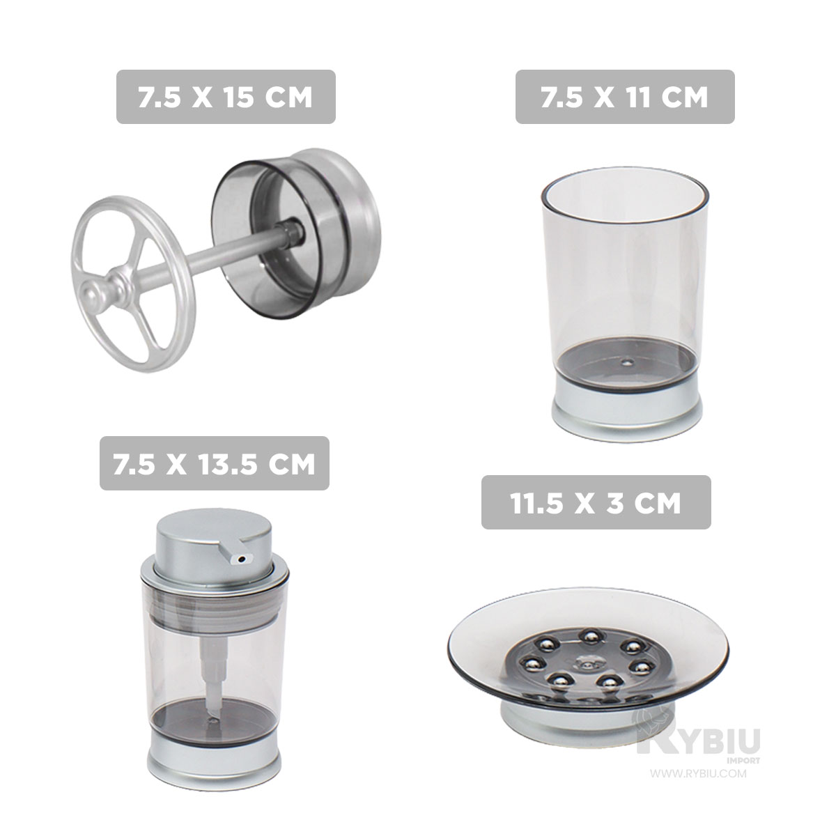 SET RYBIU HO30200 4 PIEZAS BELLO Y CONFORTABLE PLATEADO + PAPEL DE REGALO - 5