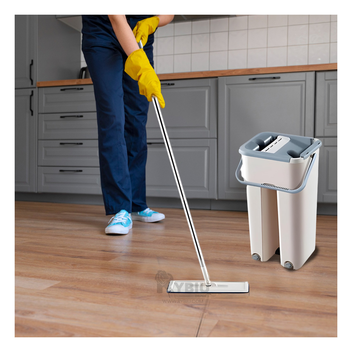 TRAPEADOR RYBIU HO30827 GIRATORIO HOGAR GRIS + STICKERS - 2