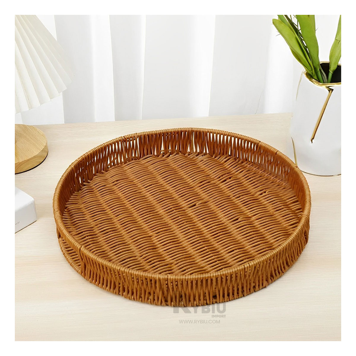 SET PLATO RYBIU HO30198 SOFISTICADO DECORADO MARRON + ENVOLTORIO REGALO - 2