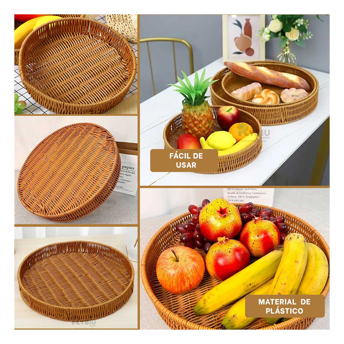 SET PLATO RYBIU HO30198 SOFISTICADO DECORADO MARRON + ENVOLTORIO REGALO - 3