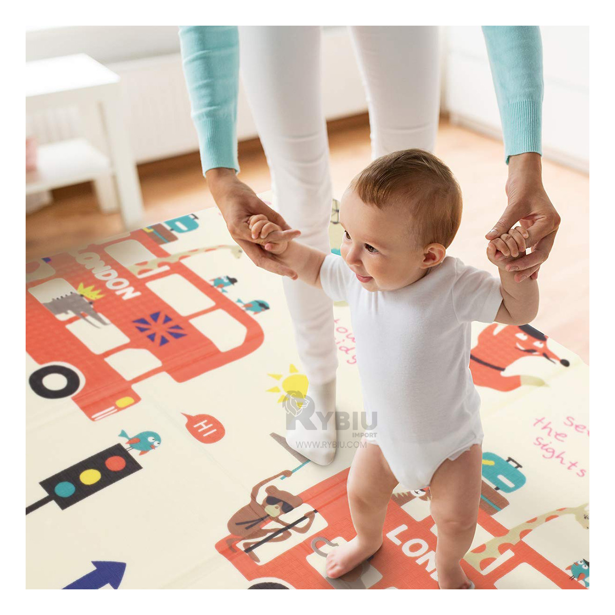 TAPETE RYBIU HO30719 200 X 180 CM INFANTIL PECULIAR MULTICOLOR + BANDERITAS ADHESIVAS - 2