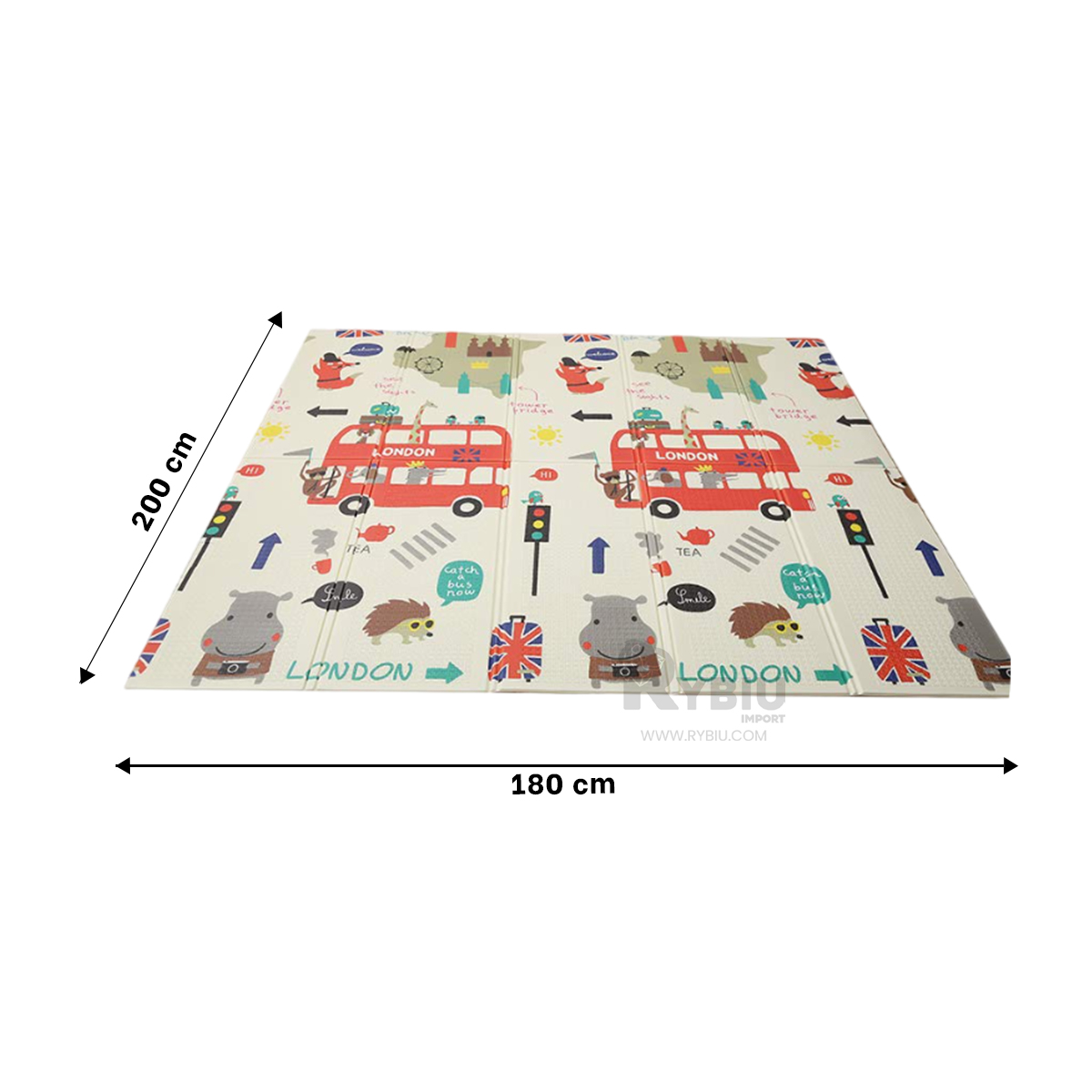 TAPETE RYBIU HO30719 200 X 180 CM INFANTIL PECULIAR MULTICOLOR + BANDERITAS ADHESIVAS - 5