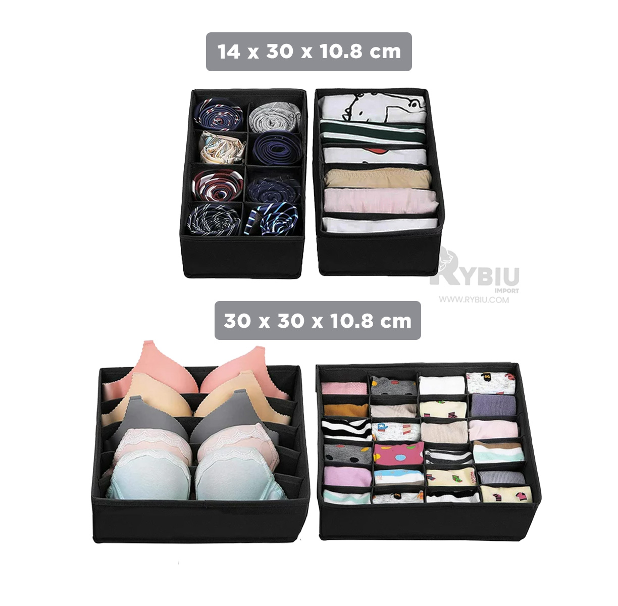 SET CAJONES RYBIU NEGRO ROPA INTERIOR + BANDERITAS ADHESIVAS - 5