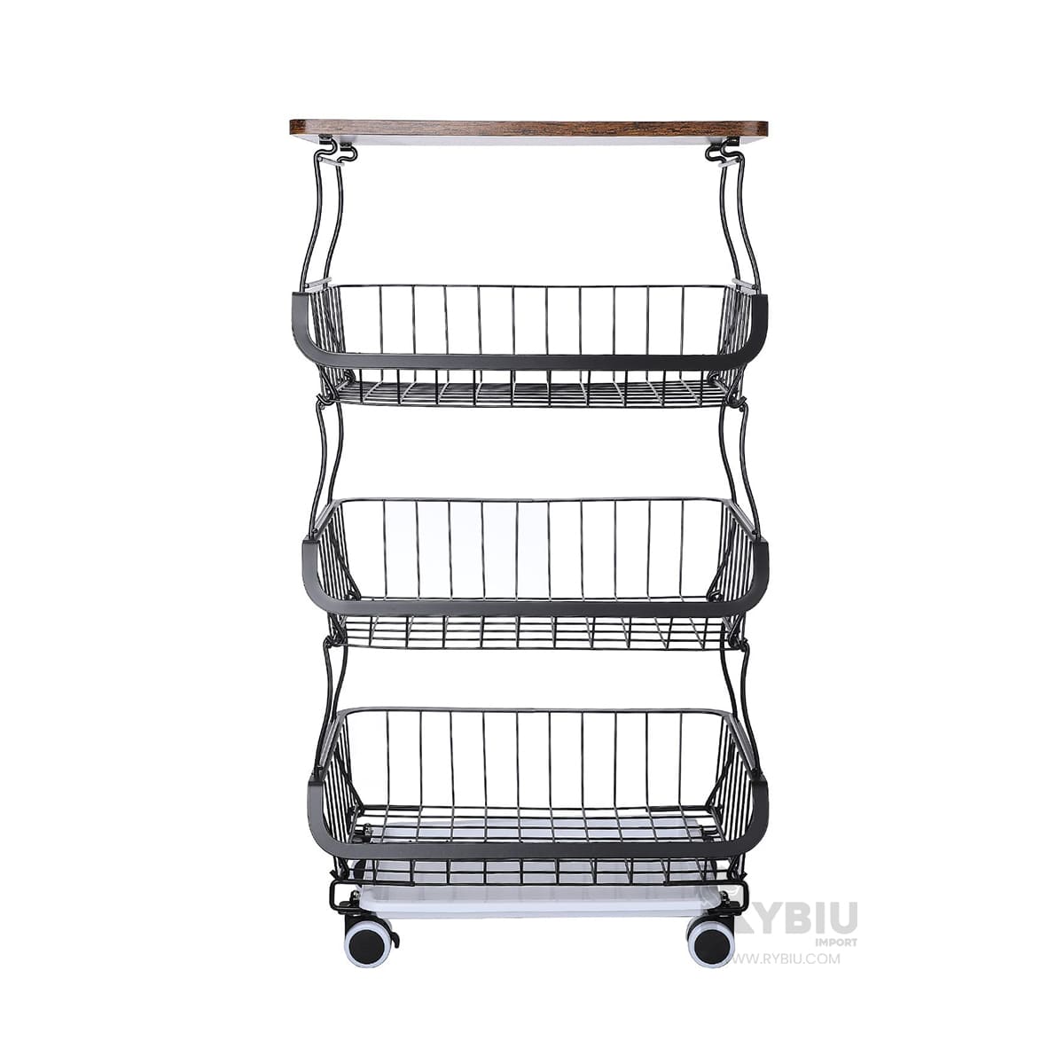 CARRITO MULTIUSO NEGRO DE 4 BANDEJAS EN ACERO Y MADERA CON RUEDAS Y+LIGAS REGALO - 4