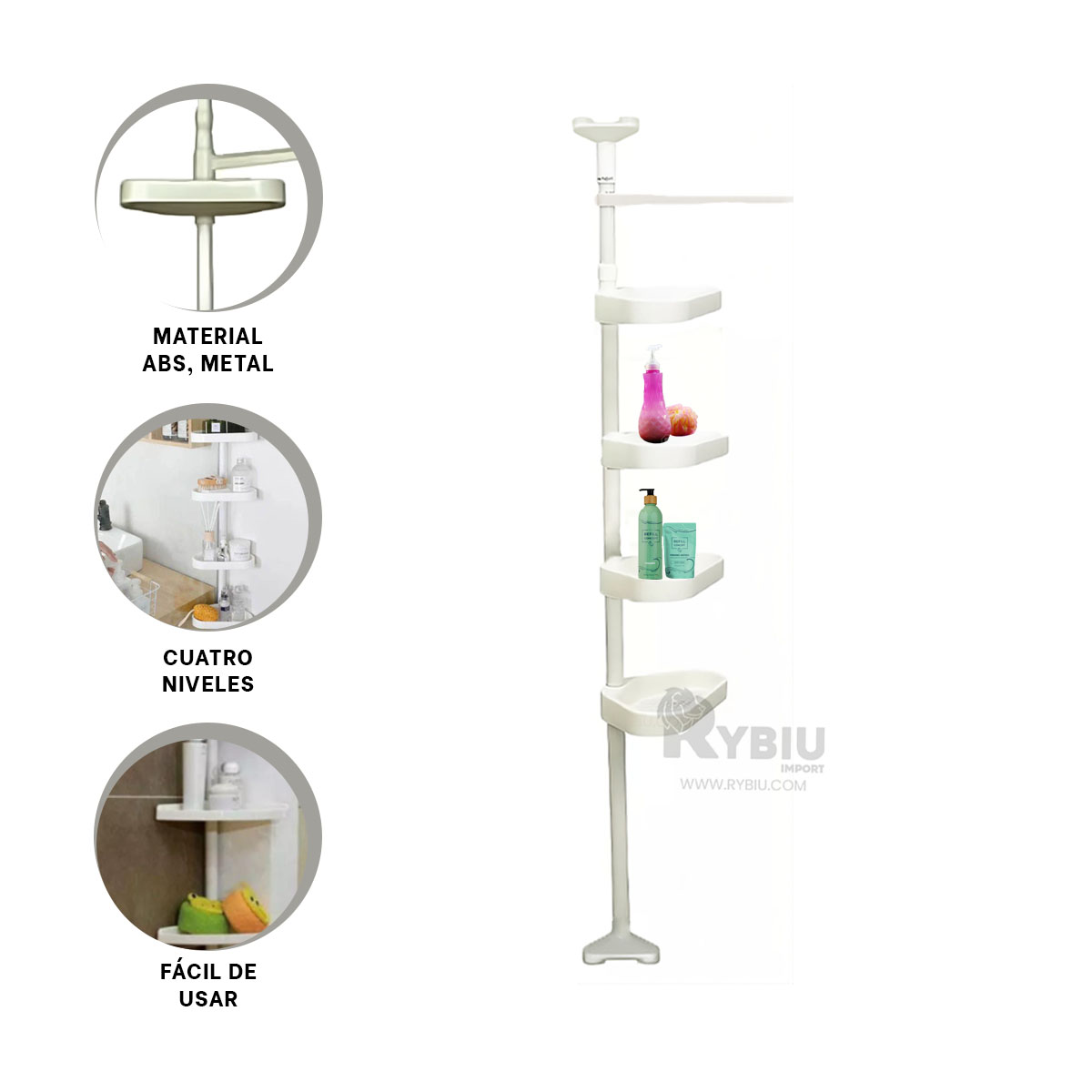 SET MUEBLE BAÑO RYBIU HO30733 BLANCO ORGANIZADOR BAÑERA 2.6M + ENVOLTORIO REGALO - 1