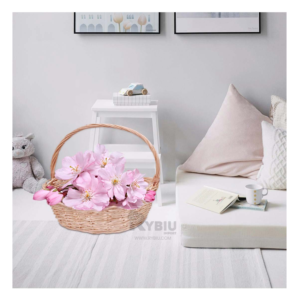 SET CESTA RYBIU HO32331 MIMBRE MARRON COMPACTA + REGALO STICKERS - 1