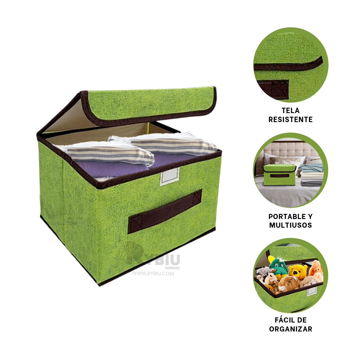 CESTA RYBIU HO29773 VERDE ELEGANTE + BANDERITAS ADHESIVAS - 1
