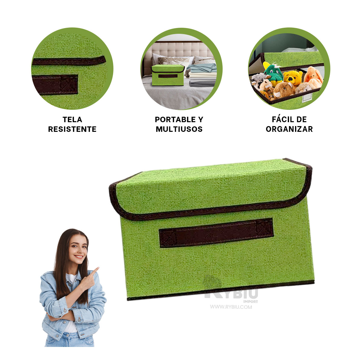 CESTA RYBIU HO29773 VERDE ELEGANTE + BANDERITAS ADHESIVAS - 3