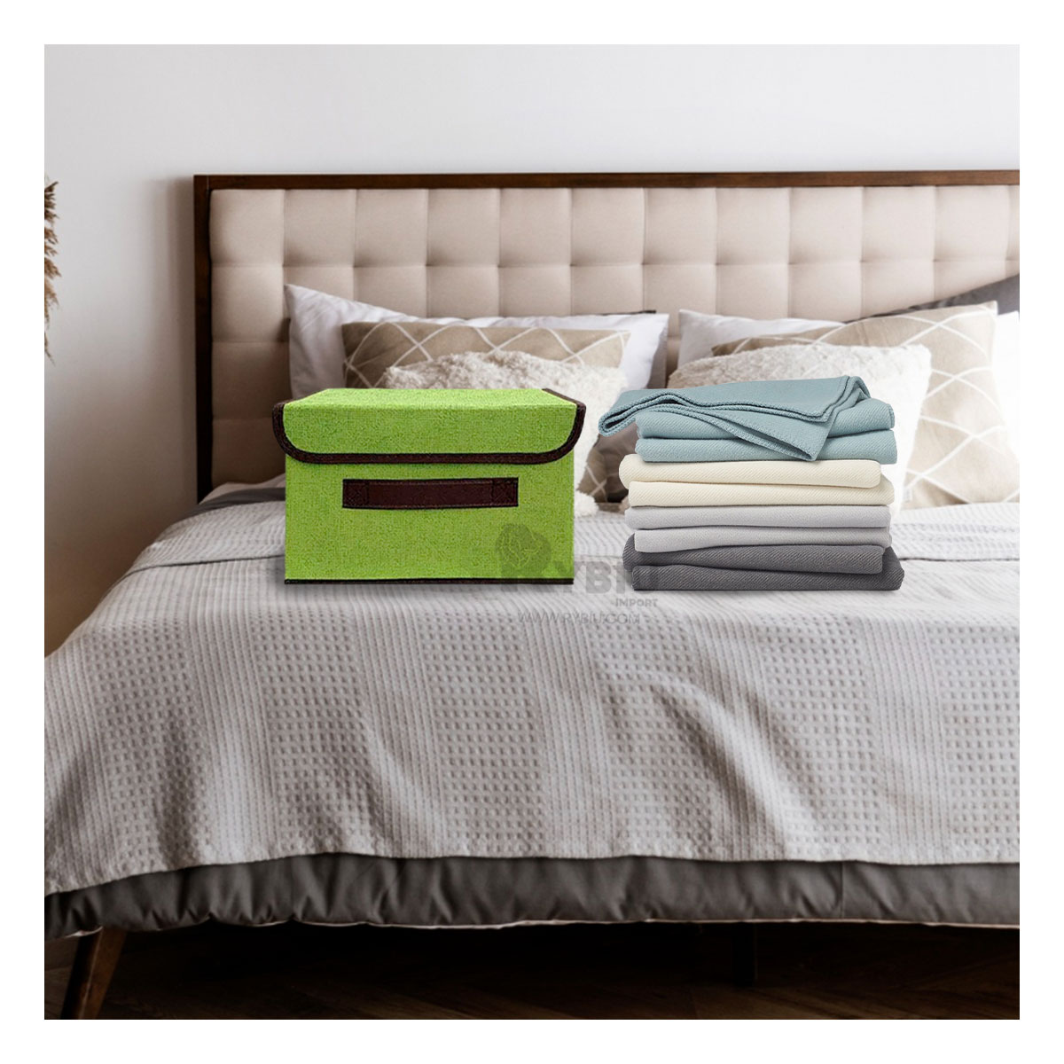 CESTA RYBIU HO29773 VERDE ELEGANTE + BANDERITAS ADHESIVAS - 4
