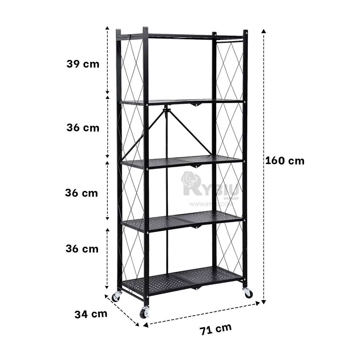 MUEBLE RYBIU HO30750 NEGRO MODERNO PLEGABLE + REGALO STICKERS - 5