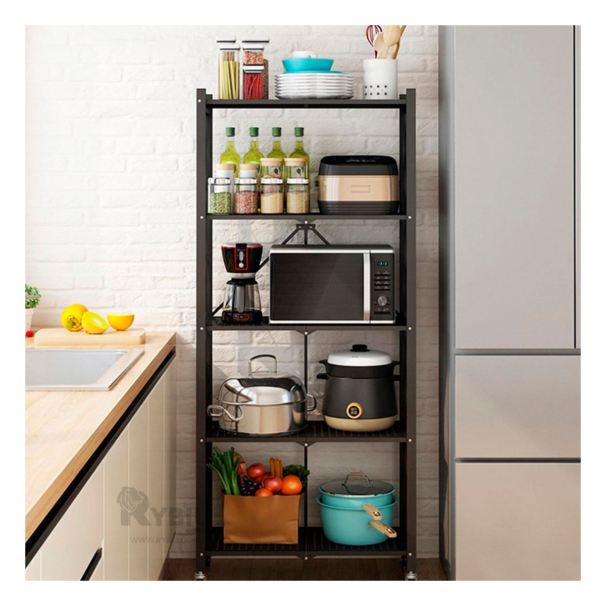 MUEBLE RYBIU HO30750 NEGRO ESTETICO COCINA + ENVOLTORIO REGALO - 2