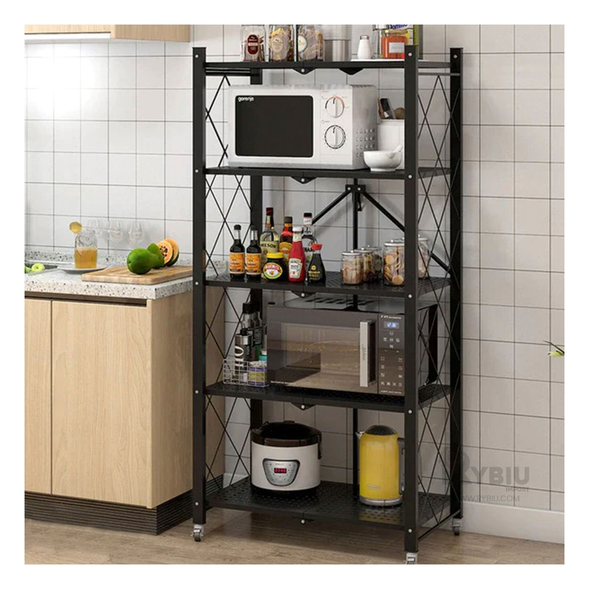 MUEBLE RYBIU HO30750 NEGRO ESTETICO COCINA + ENVOLTORIO REGALO - 4