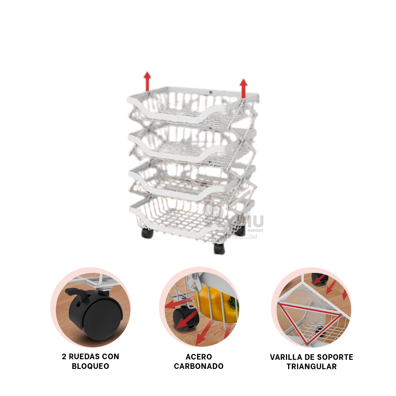 ORGANIZADOR RYBIU CO29690 BLANCO PRODUCTOS 4 PISOS + REGALO STICKERS - 3