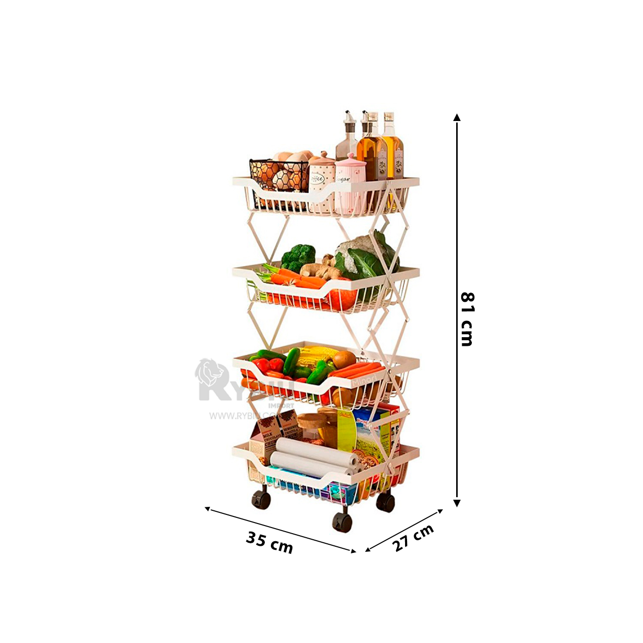 ORGANIZADOR RYBIU CO29690 BLANCO PRODUCTOS 4 PISOS + REGALO STICKERS - 5