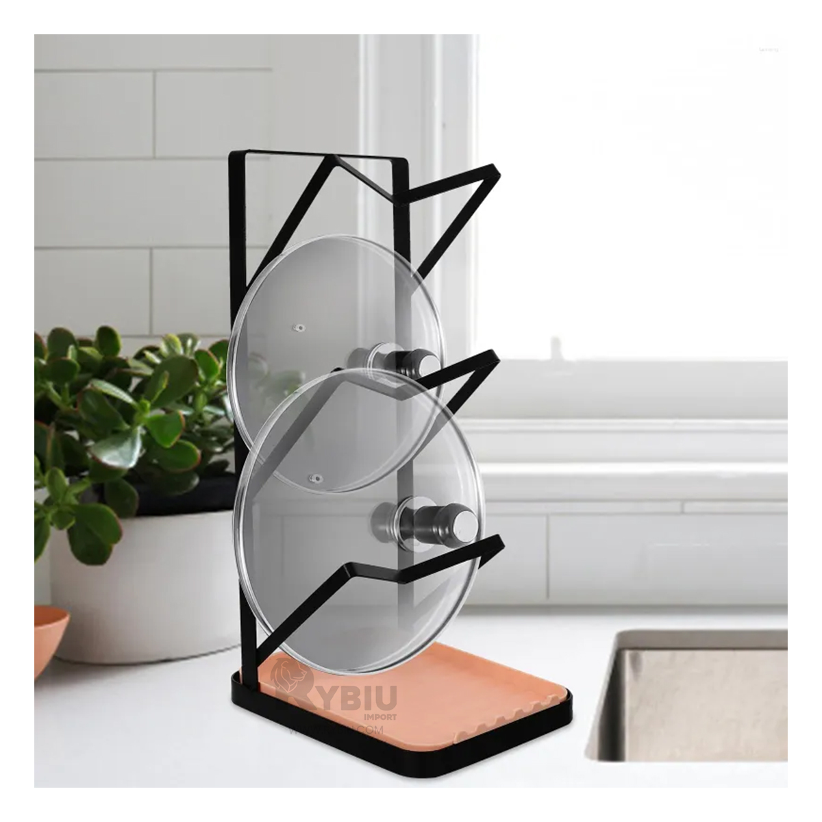SOPORTE RYBIU CO29880 ACERO INOXIDABLE NEGRO RECIPIENTES EN + ENVOLTORIO REGALO - 2