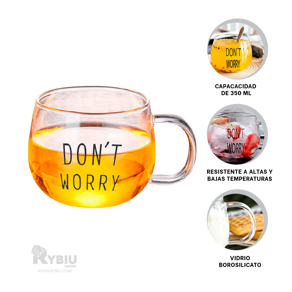 VASO RYBIU PARA ADULTOS EN TRANSPARENTE +REGALO LIGAS PARA PEINAR 209 - 1