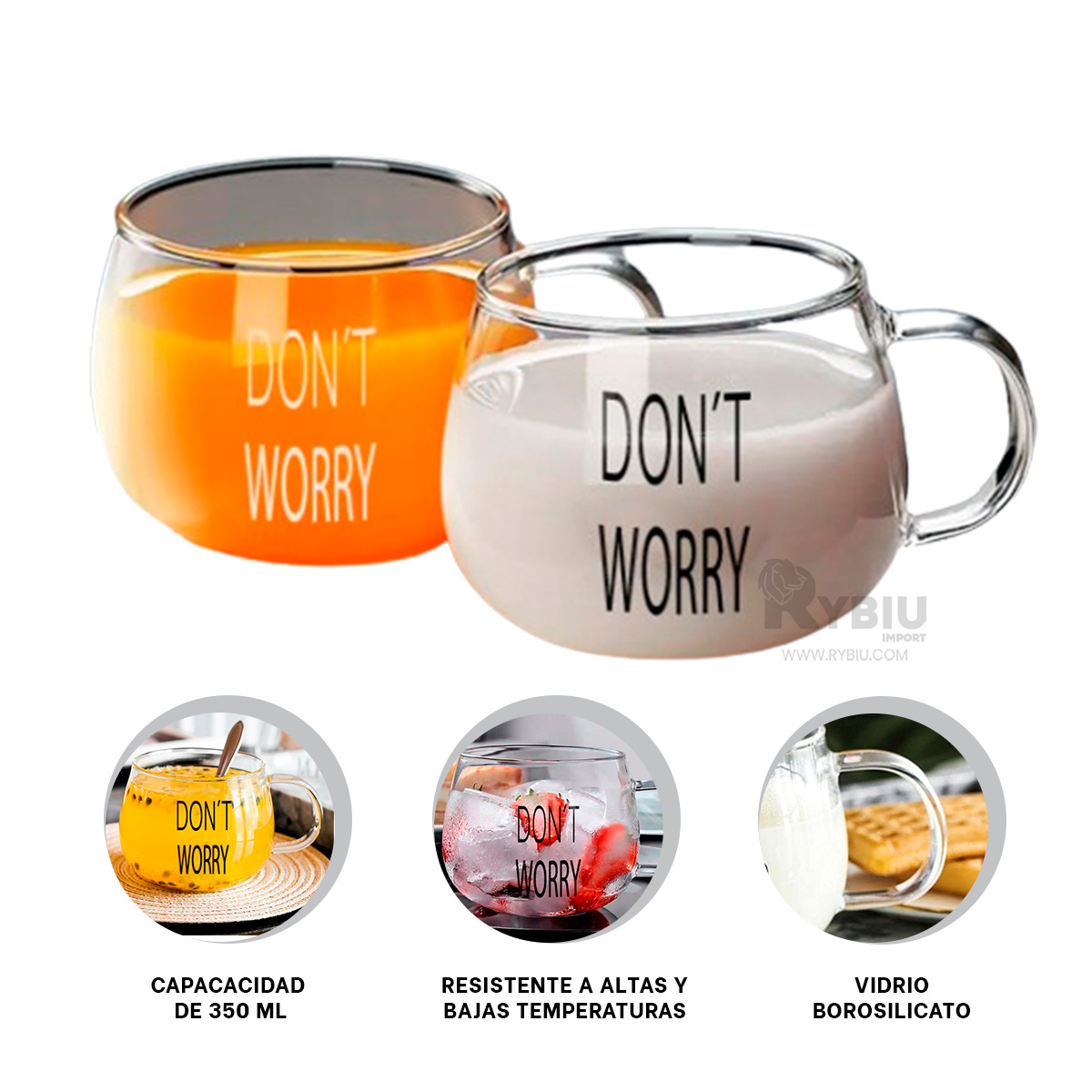 VASO RYBIU PARA ADULTOS EN TRANSPARENTE +REGALO LIGAS PARA PEINAR 209 - 2