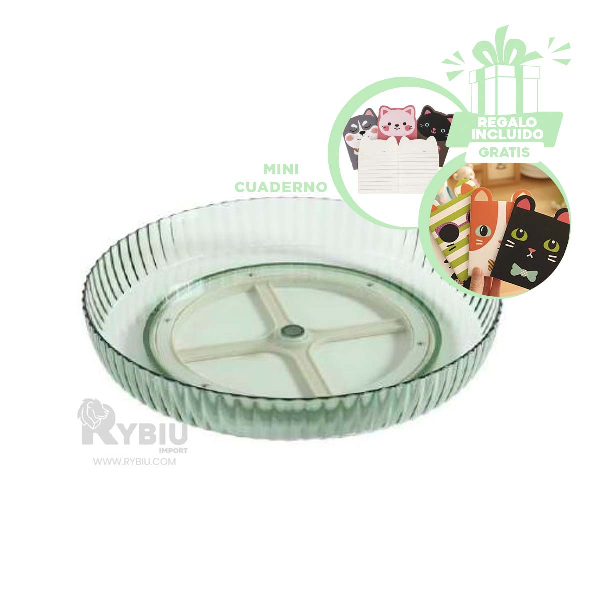 RECIPIENTE RYBIU R2953 VERDE UTIL TRANSPARENTE + BANDERITAS ADHESIVAS - 1