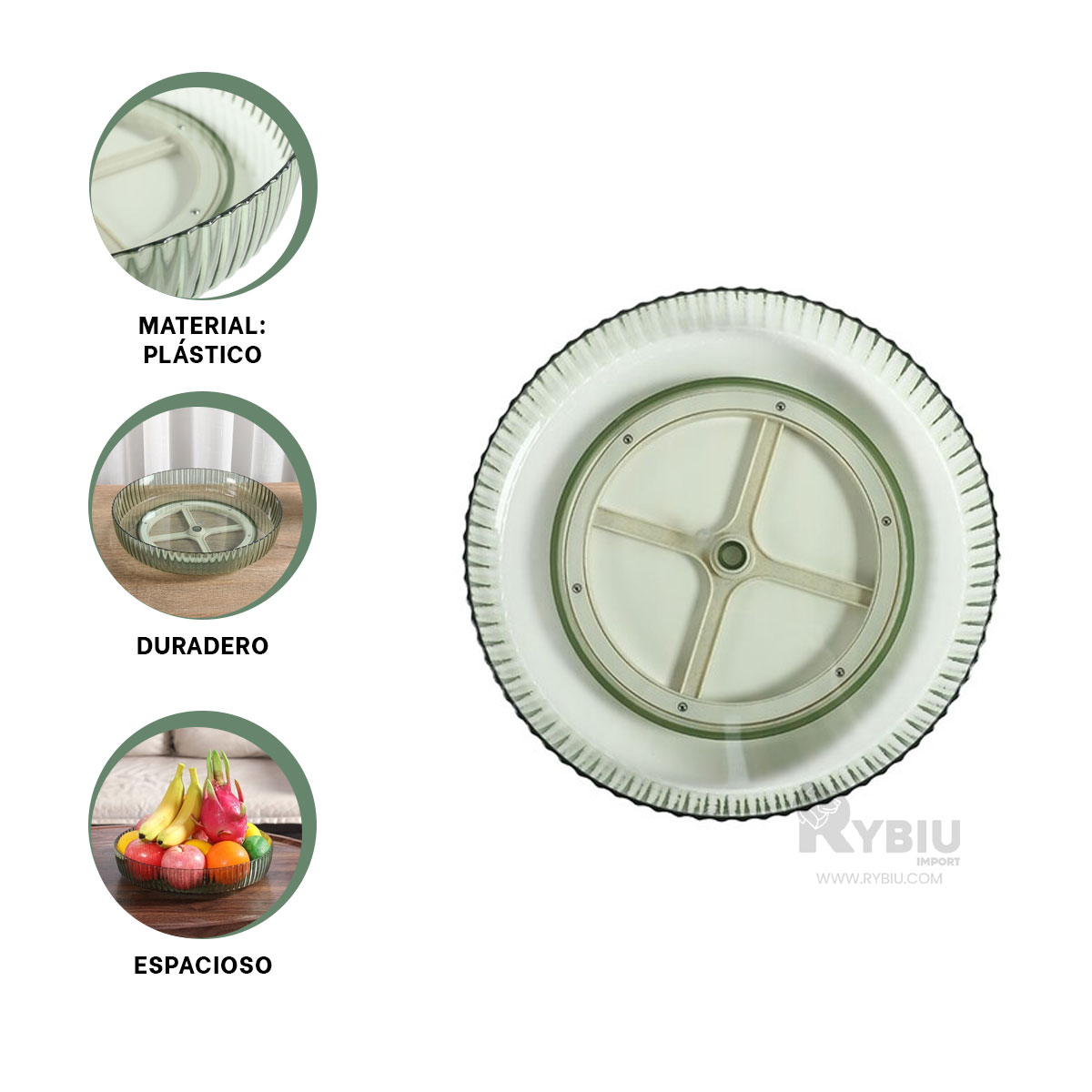 RECIPIENTE RYBIU R2953 VERDE UTIL TRANSPARENTE + BANDERITAS ADHESIVAS - 4
