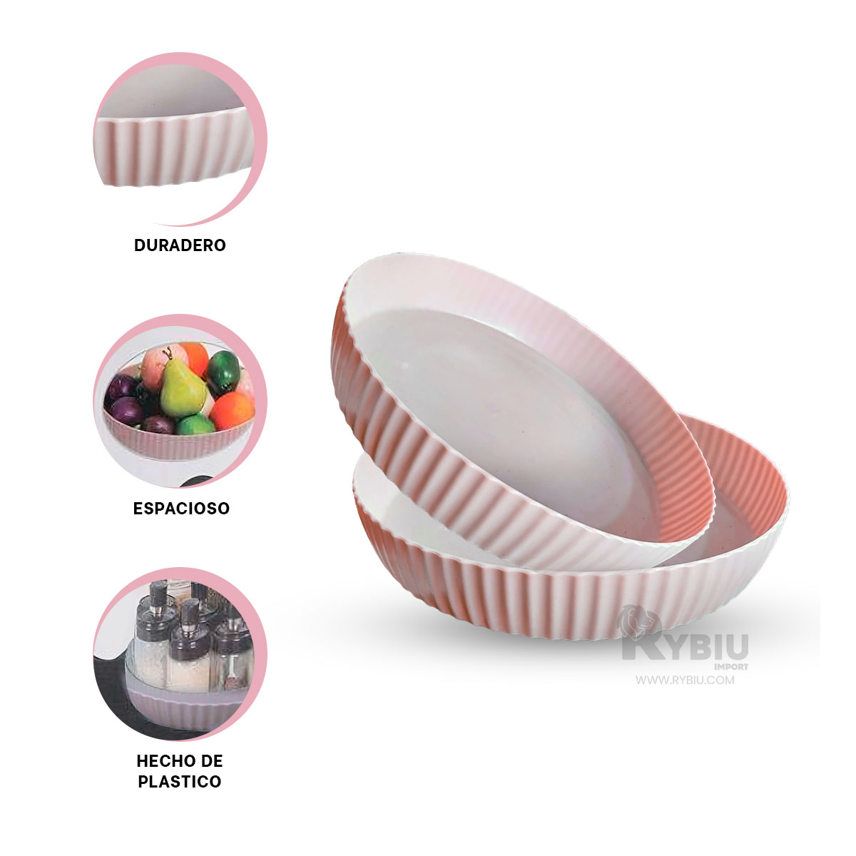 RECIPIENTE RYBIU R2953 ROSADO MINIMALISTA + BANDERITAS ADHESIVAS - 4