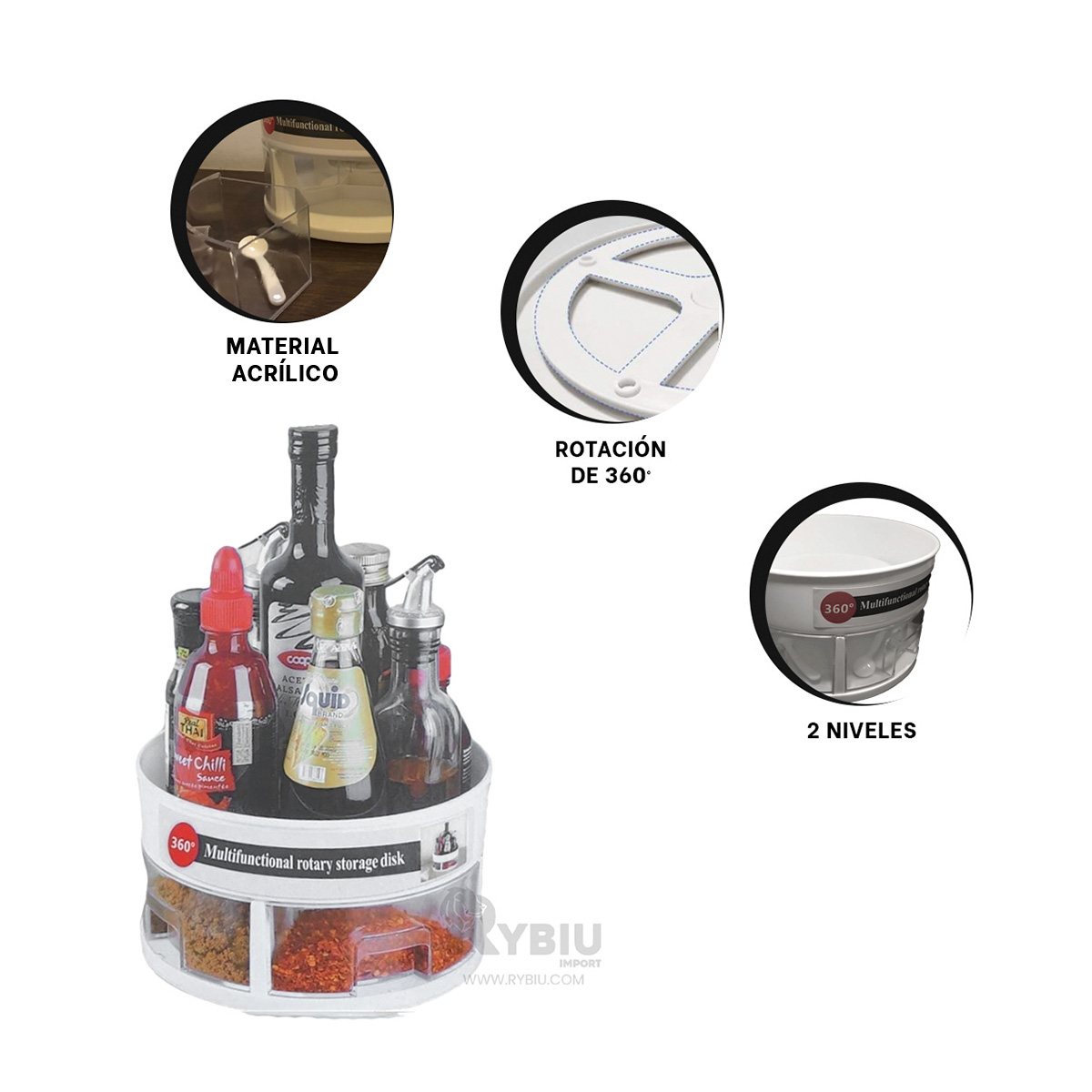 BANDEJA RYBIU HO29751 BLANCO PORTATIL Y ELEGANTE + GIFT STICKERS - 4