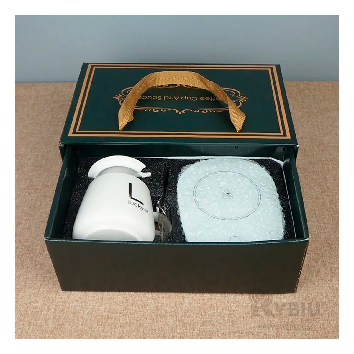 KIT RYBIU CO30463 DE TAZA ELEGANTE EN TONO BLANCO+ BANDERITAS ADHESIVAS - 1