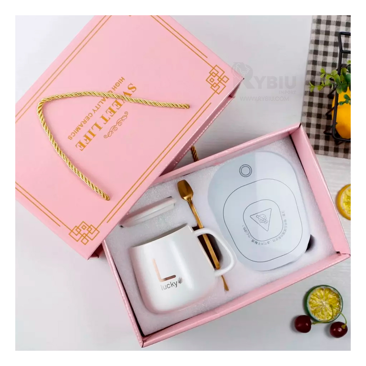 KIT RYBIU CO30463 DE TAZA ELEGANTE EN TONO BLANCO+ BANDERITAS ADHESIVAS - 2