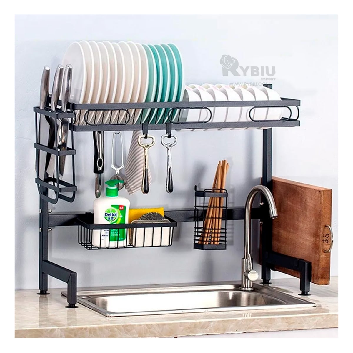 ESCURRIDOR RYBIU CO30407 NEGRO BANDEJA NUEVA UTENSILIOS 85 CM + GIFT MINIAGENDA - 2