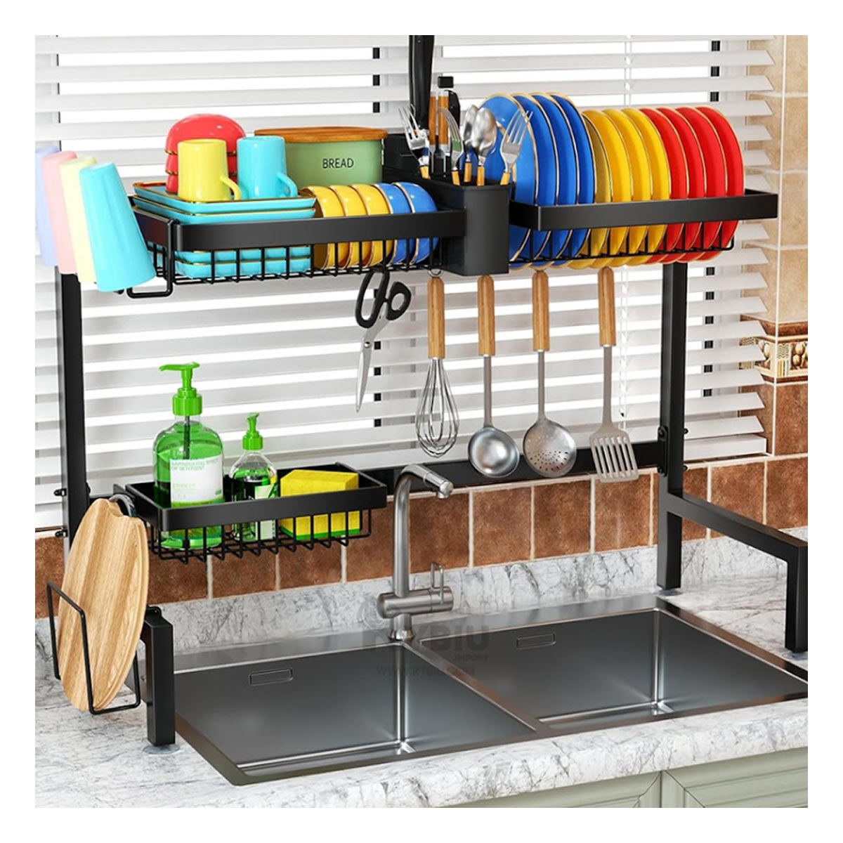 ESCURRIDOR RYBIU CO30406 NEGRO BANDEJA ESTETICO VAJILLAS 65 CM + REGALO STICKERS - 1