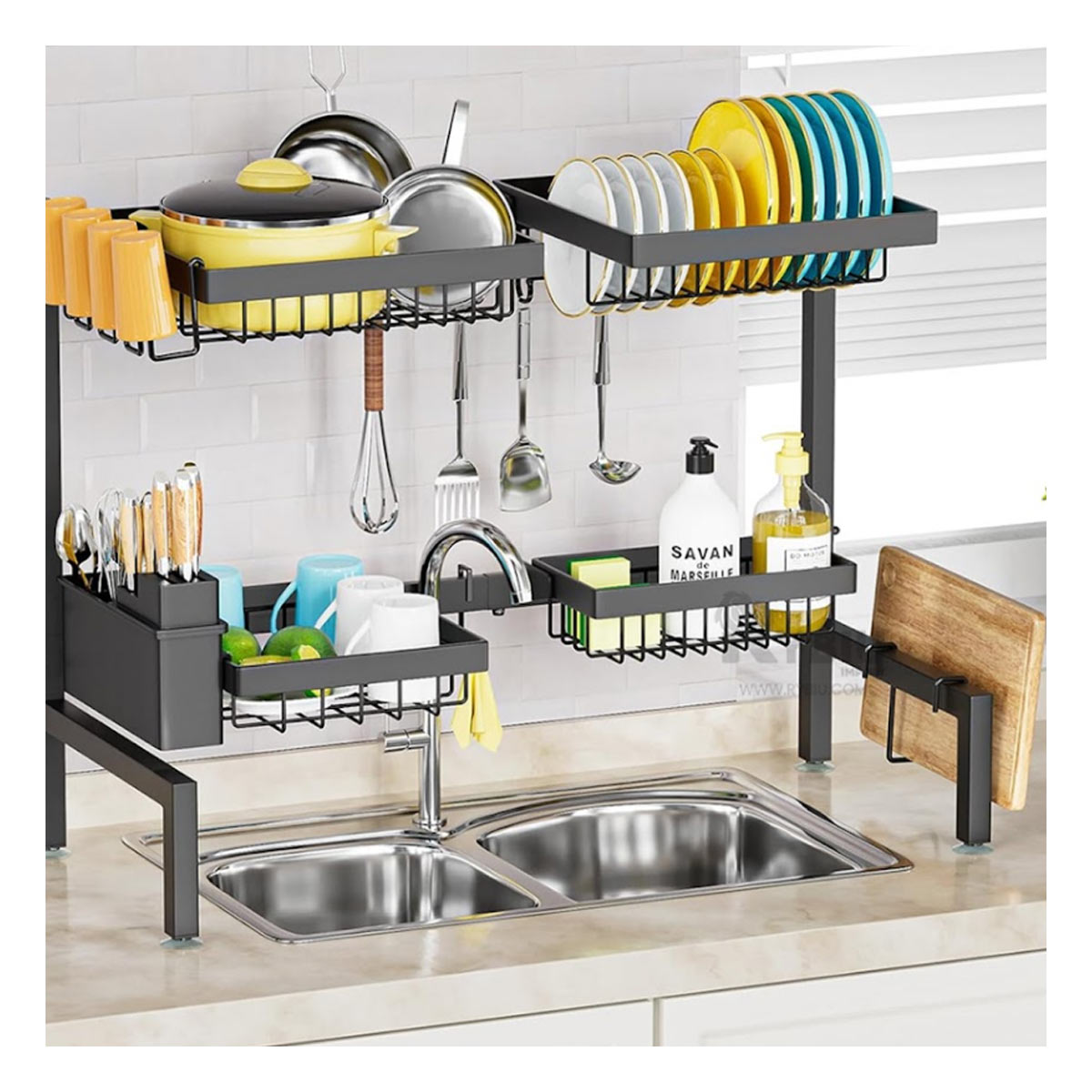 ESCURRIDOR RYBIU CO30406 NEGRO BANDEJA ESTETICO VAJILLAS 65 CM + REGALO STICKERS - 3