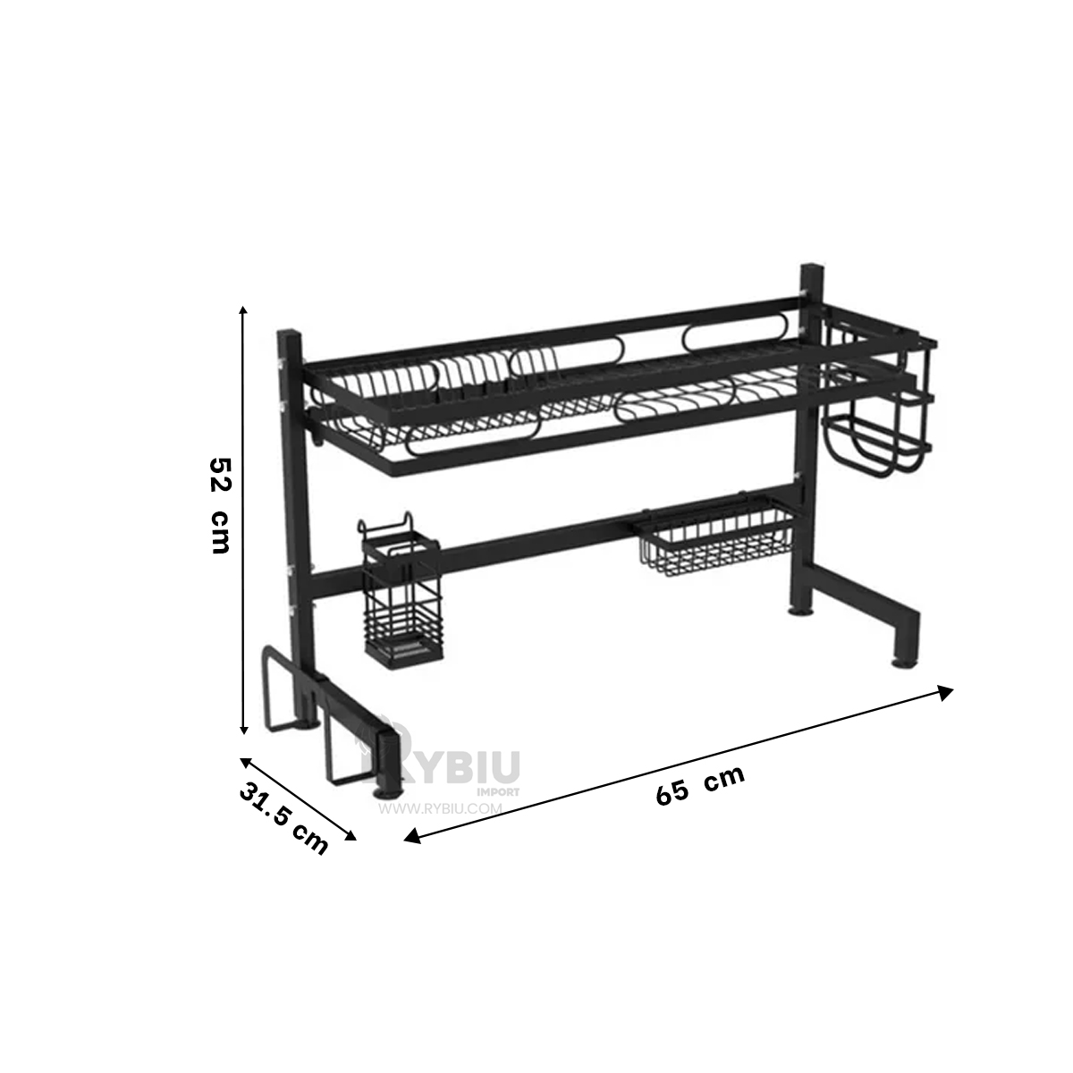 ESCURRIDOR RYBIU CO30406 NEGRO BANDEJA ESTETICO VAJILLAS 65 CM + REGALO STICKERS - 5