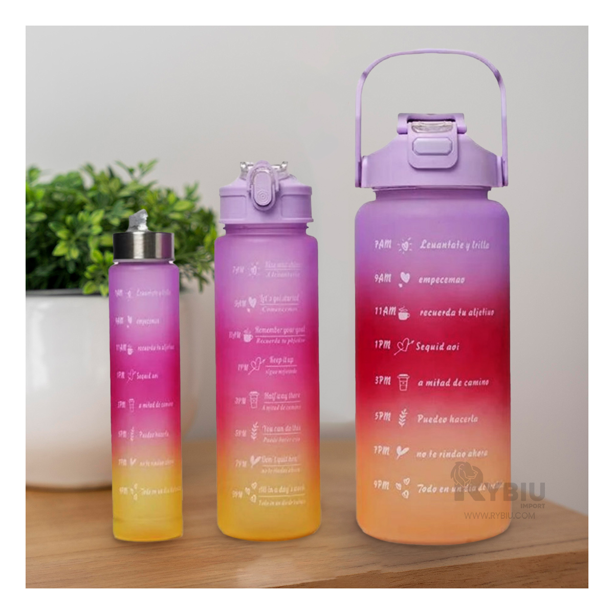 BOTELLAS RYBIU CO29591 2L 1L Y 300ML MORADO + GIFT MINIAGENDA - 3