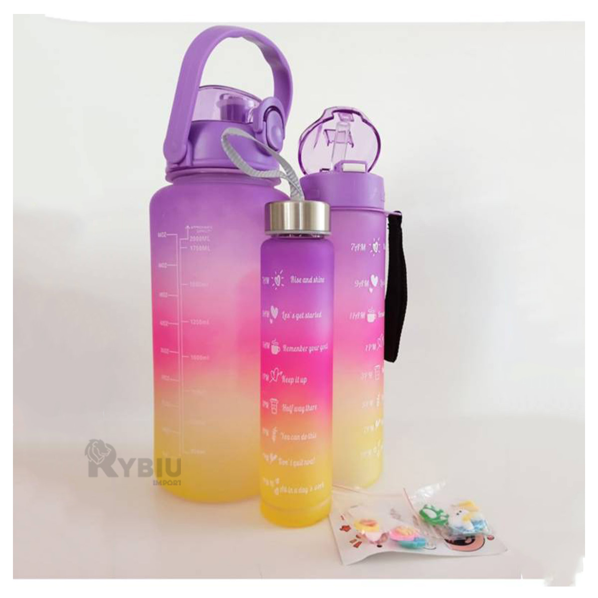BOTELLAS RYBIU CO29591 2L 1L Y 300ML MORADO + GIFT MINIAGENDA - 4