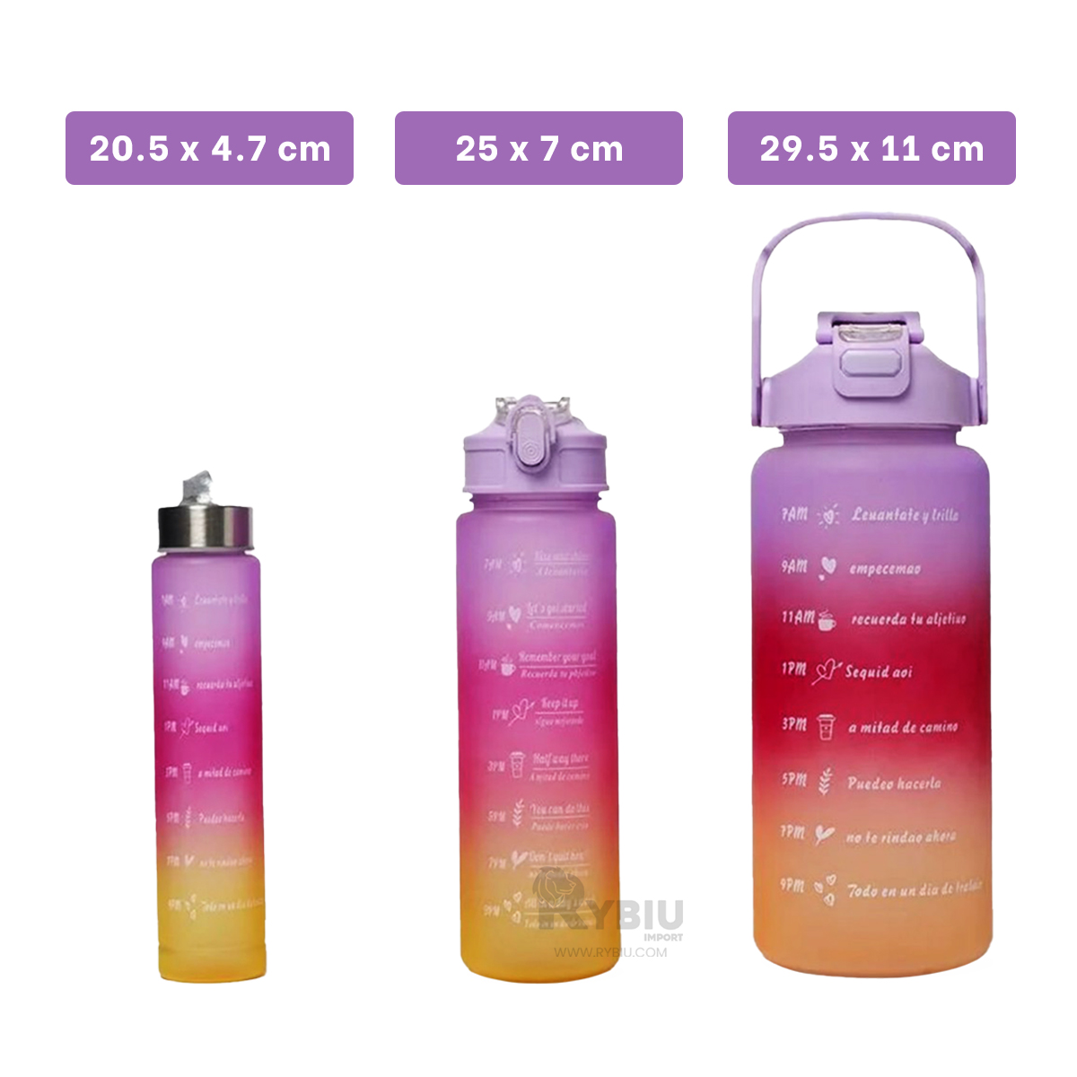 BOTELLAS RYBIU CO29591 2L 1L Y 300ML MORADO + GIFT MINIAGENDA - 5